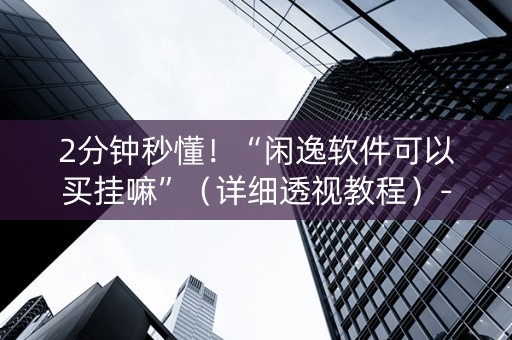 2分钟秒懂！“闲逸软件可以买挂嘛”（详细透视教程）-哔哩哔哩