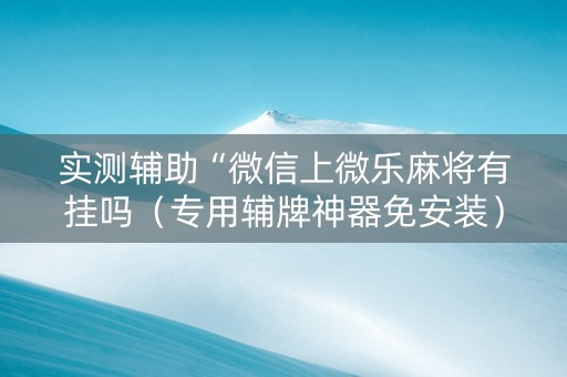 实测辅助“微信上微乐麻将有挂吗（专用辅牌神器免安装）