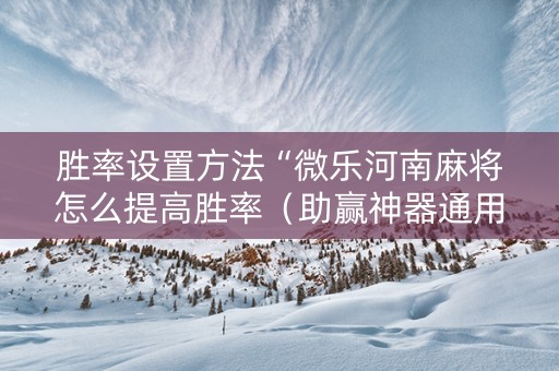 胜率设置方法“微乐河南麻将怎么提高胜率（助赢神器通用版）