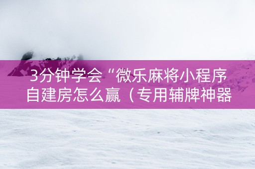 3分钟学会“微乐麻将小程序自建房怎么赢（专用辅牌神器免安装）