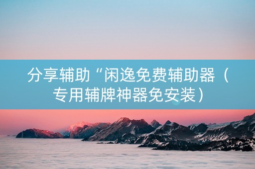 分享辅助“闲逸免费辅助器（专用辅牌神器免安装）