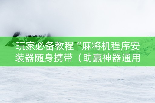 玩家必备教程“麻将机程序安装器随身携带（助赢神器通用版）