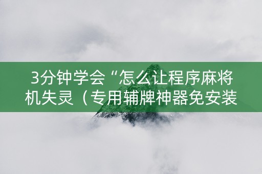 3分钟学会“怎么让程序麻将机失灵（专用辅牌神器免安装）
