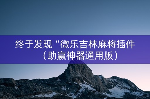 终于发现“微乐吉林麻将插件（助赢神器通用版）