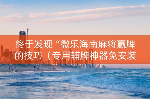 终于发现“微乐海南麻将赢牌的技巧（专用辅牌神器免安装）