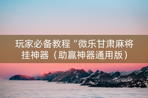 玩家必备教程“微乐甘肃麻将挂神器（助赢神器通用版）