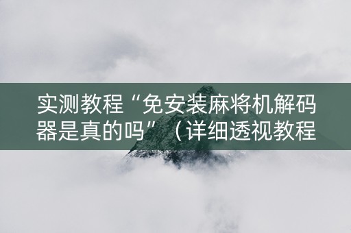 实测教程“免安装麻将机解码器是真的吗”（详细透视教程）-哔哩哔哩