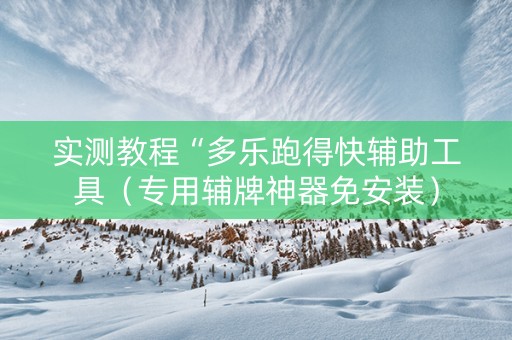 实测教程“多乐跑得快辅助工具（专用辅牌神器免安装）