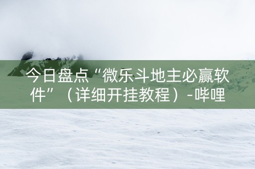 今日盘点“微乐斗地主必赢软件”（详细开挂教程）-哔哩哔哩
