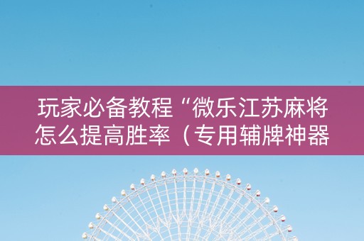 玩家必备教程“微乐江苏麻将怎么提高胜率（专用辅牌神器免安装）