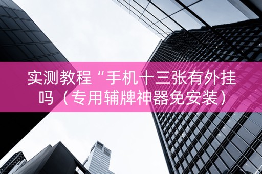 实测教程“手机十三张有外挂吗（专用辅牌神器免安装）