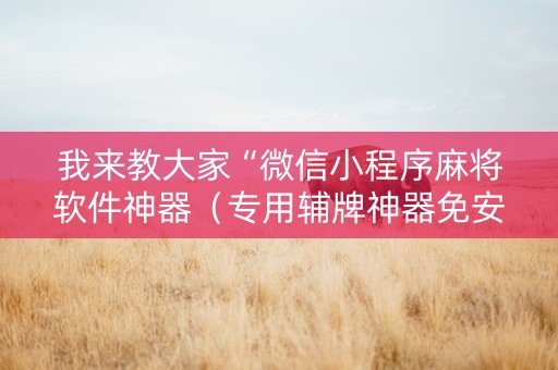 我来教大家“微信小程序麻将软件神器（专用辅牌神器免安装）