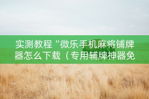 实测教程“微乐手机麻将铺牌器怎么下载（专用辅牌神器免安装）