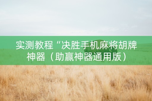 实测教程“决胜手机麻将胡牌神器（助赢神器通用版）