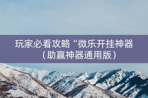 玩家必看攻略“微乐开挂神器（助赢神器通用版）