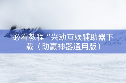 必看教程“兴动互娱辅助器下载（助赢神器通用版）