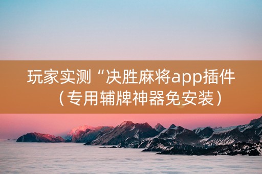 玩家实测“决胜麻将app插件（专用辅牌神器免安装）