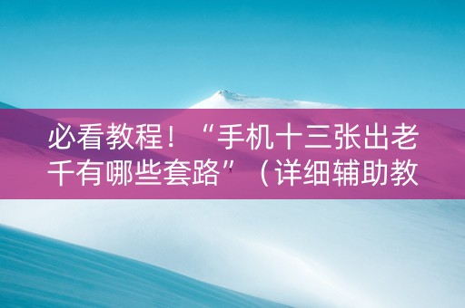 必看教程！“手机十三张出老千有哪些套路”（详细辅助教程）-哔哩哔哩