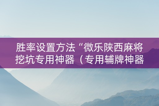 胜率设置方法“微乐陕西麻将挖坑专用神器（专用辅牌神器免安装）