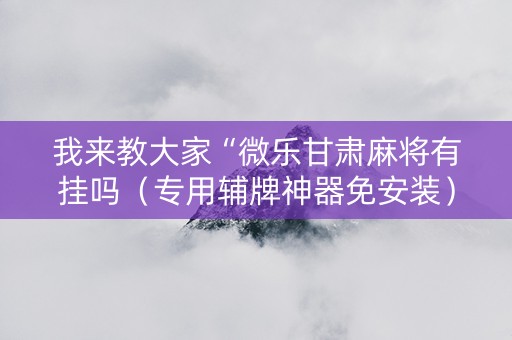 我来教大家“微乐甘肃麻将有挂吗（专用辅牌神器免安装）