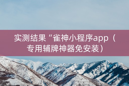 实测结果“雀神小程序app（专用辅牌神器免安装）