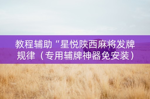 教程辅助“星悦陕西麻将发牌规律（专用辅牌神器免安装）