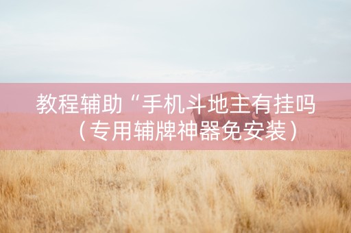 教程辅助“手机斗地主有挂吗（专用辅牌神器免安装）