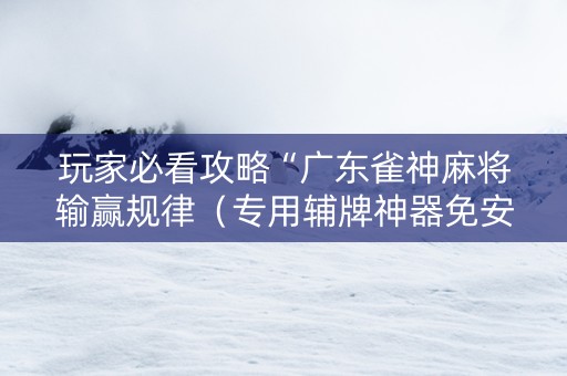 玩家必看攻略“广东雀神麻将输赢规律（专用辅牌神器免安装）