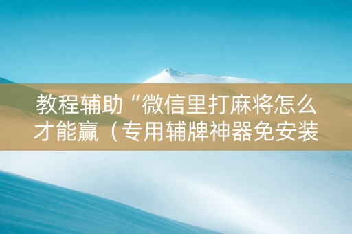 教程辅助“微信里打麻将怎么才能赢（专用辅牌神器免安装）