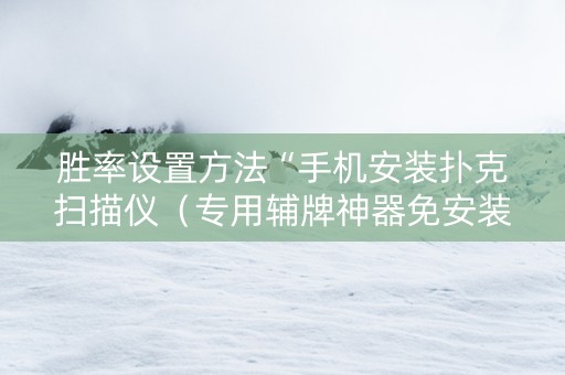 胜率设置方法“手机安装扑克扫描仪（专用辅牌神器免安装）
