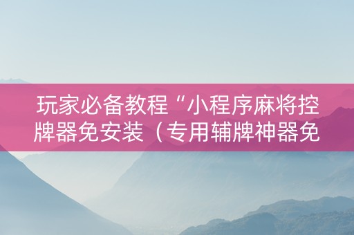 玩家必备教程“小程序麻将控牌器免安装（专用辅牌神器免安装）
