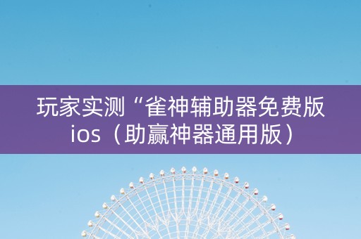 玩家实测“雀神辅助器免费版ios（助赢神器通用版）