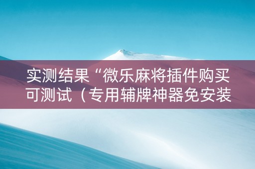 实测结果“微乐麻将插件购买可测试（专用辅牌神器免安装）