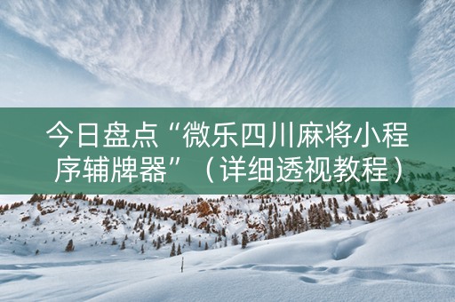 今日盘点“微乐四川麻将小程序辅牌器”（详细透视教程）-哔哩哔哩