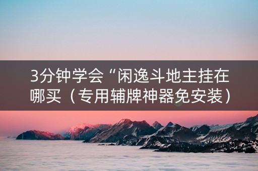 3分钟学会“闲逸斗地主挂在哪买（专用辅牌神器免安装）