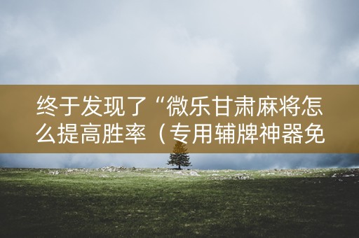 终于发现了“微乐甘肃麻将怎么提高胜率（专用辅牌神器免安装）