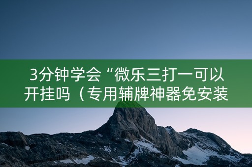 3分钟学会“微乐三打一可以开挂吗（专用辅牌神器免安装）