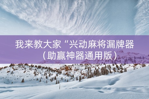 我来教大家“兴动麻将漏牌器（助赢神器通用版）