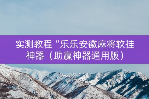 实测教程“乐乐安徽麻将软挂神器（助赢神器通用版）