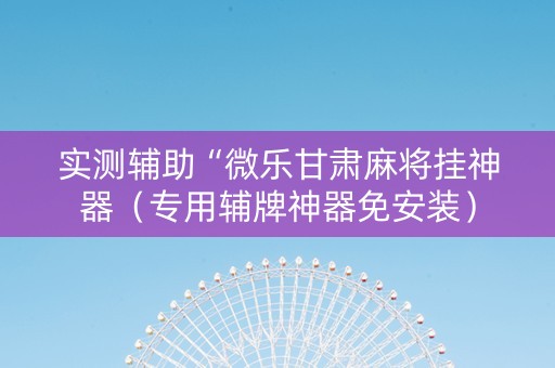 实测辅助“微乐甘肃麻将挂神器（专用辅牌神器免安装）