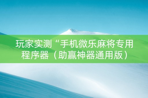 玩家实测“手机微乐麻将专用程序器（助赢神器通用版）