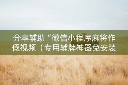分享辅助“微信小程序麻将作假视频（专用辅牌神器免安装）
