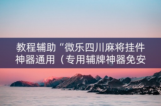 教程辅助“微乐四川麻将挂件神器通用（专用辅牌神器免安装）