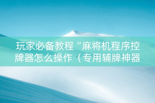 玩家必备教程“麻将机程序控牌器怎么操作（专用辅牌神器免安装）