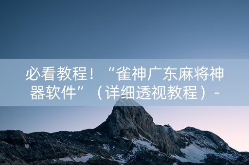 必看教程！“雀神广东麻将神器软件”（详细透视教程）-哔哩哔哩