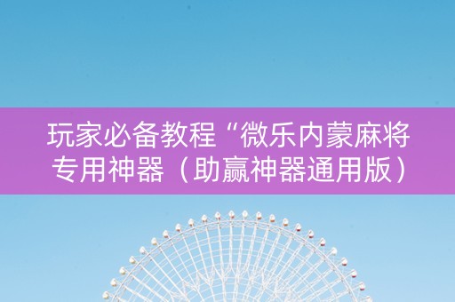 玩家必备教程“微乐内蒙麻将专用神器（助赢神器通用版）