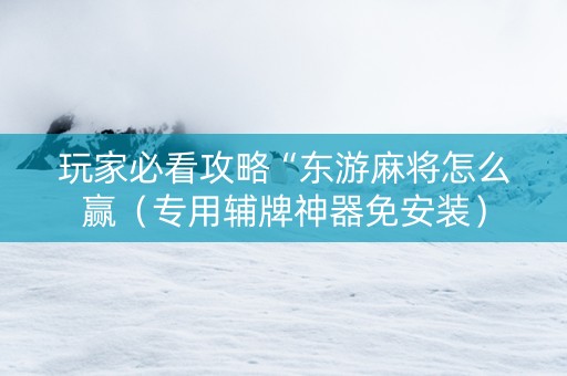 玩家必看攻略“东游麻将怎么赢（专用辅牌神器免安装）