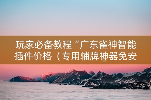 玩家必备教程“广东雀神智能插件价格（专用辅牌神器免安装）