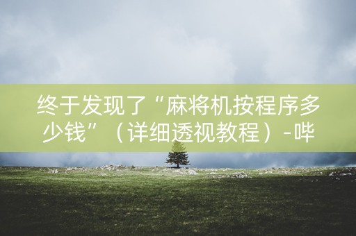 终于发现了“麻将机按程序多少钱”（详细透视教程）-哔哩哔哩