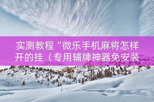 实测教程“微乐手机麻将怎样开的挂（专用辅牌神器免安装）